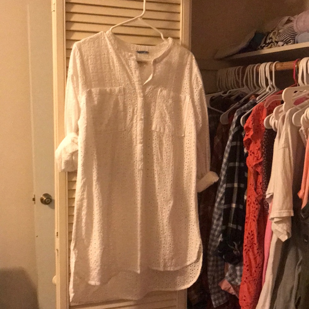 White eyelet long sleeved shirt